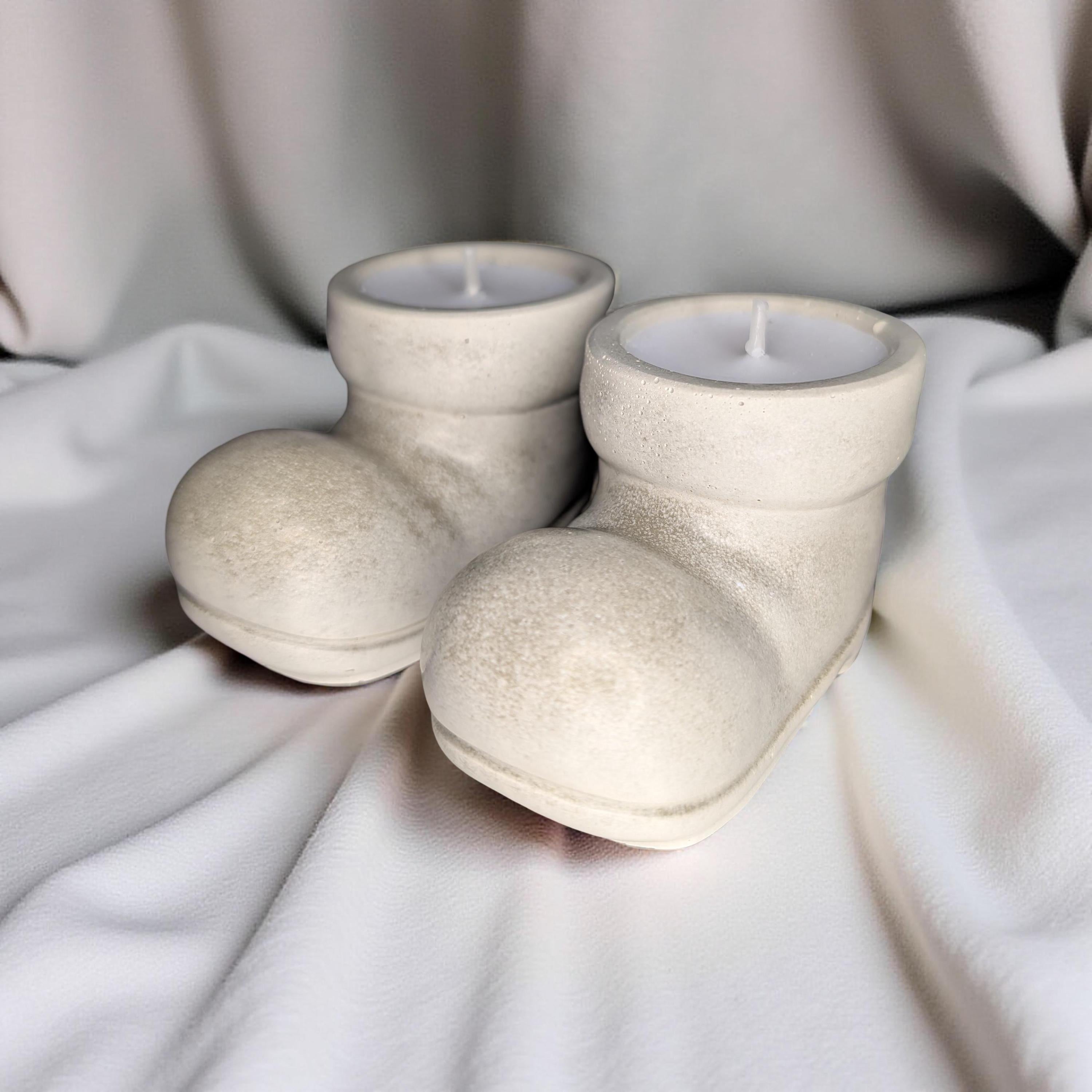 Concrete Santa Boot Tea Light Holders (Set of 2) - Christmas Decor
