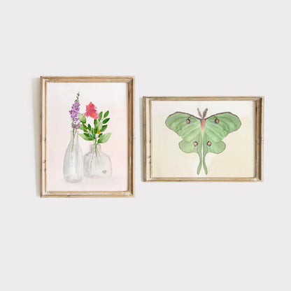Pink Carnation Watercolor Art Print: Floral Vase Painting