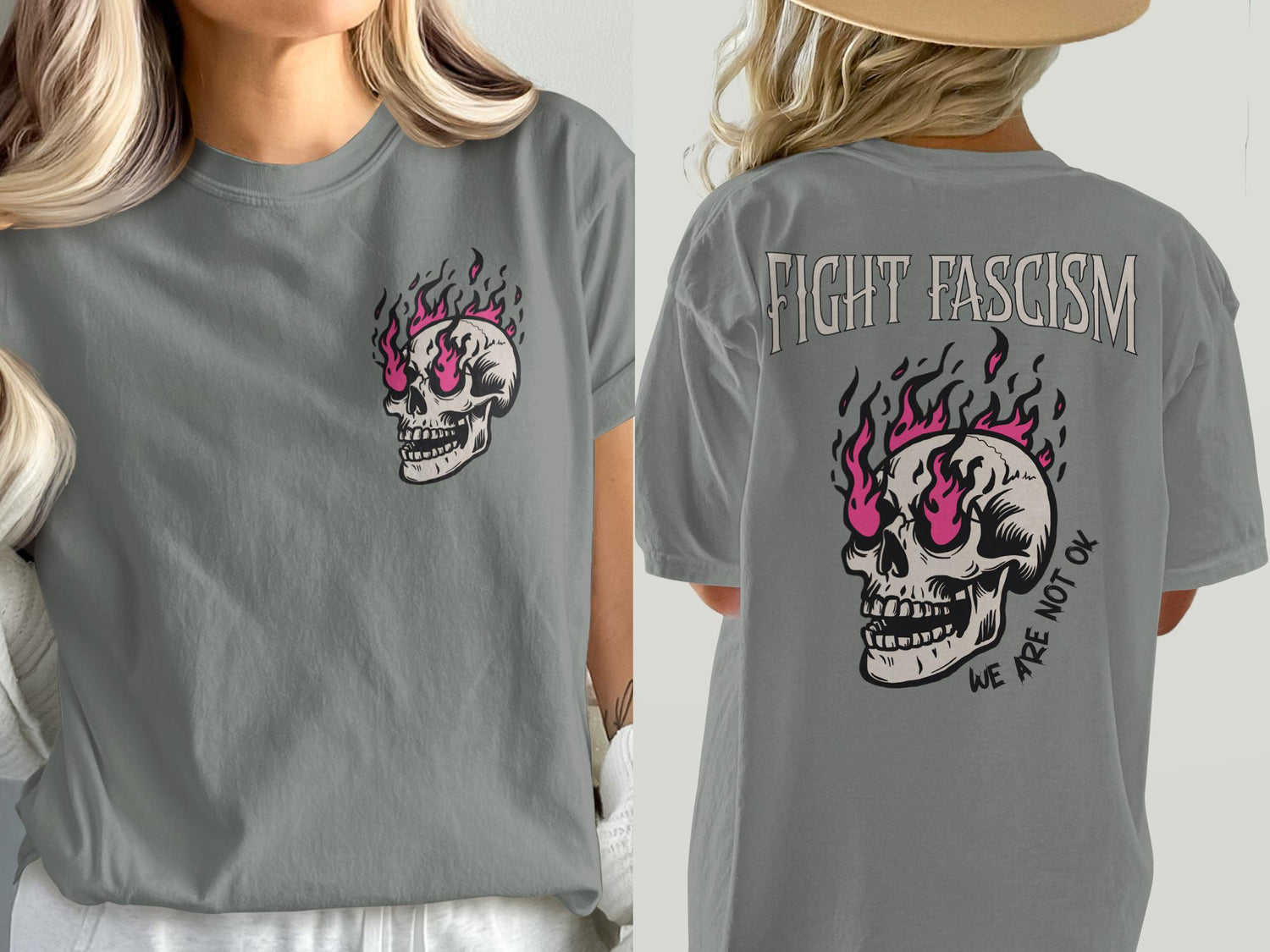 Fight Fascism Skull Graphic Tee, Anti-Fascism Statement Shirt, Fight Fascism T-Shirt, Graphic Skull Tee, Unisex Graphic T-Shirt