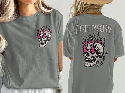 Fight Fascism Skull Graphic Tee, Anti-Fascism Statement Shirt, Fight Fascism T-Shirt, Graphic Skull Tee, Unisex Graphic T-Shirt