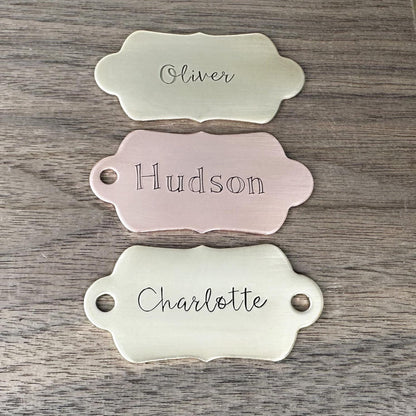 Personalized Stocking Tag: Custom Hand Stamped Brass or Copper Name Tag or Gift Tag