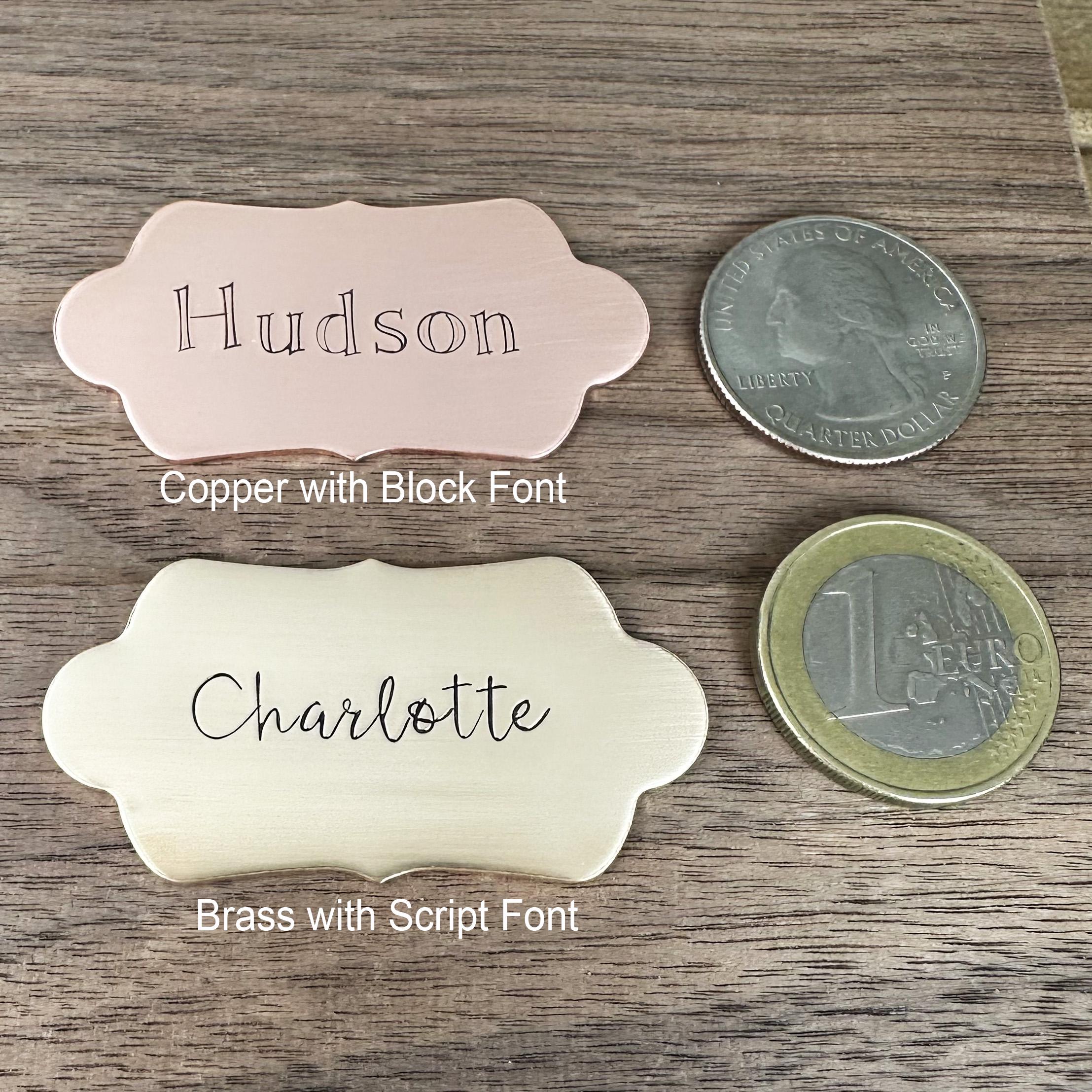 Personalized Stocking Tag: Custom Hand Stamped Brass or Copper Name Tag or Gift Tag