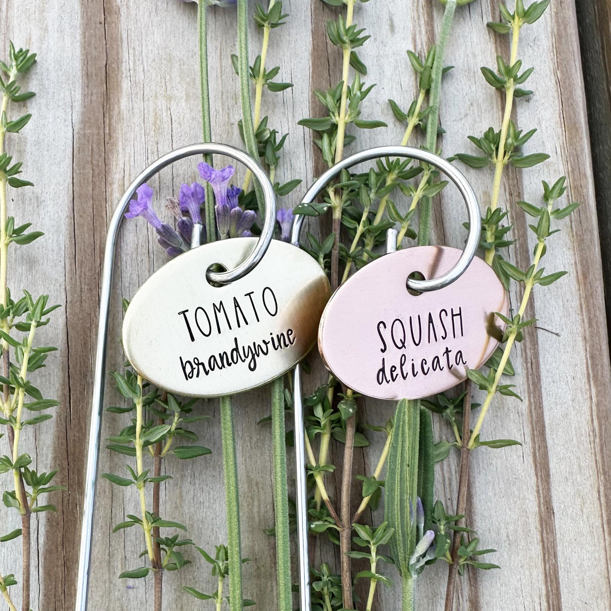 Hand Stamped Plant Label: Custom Herb &amp; Veggie Garden Marker