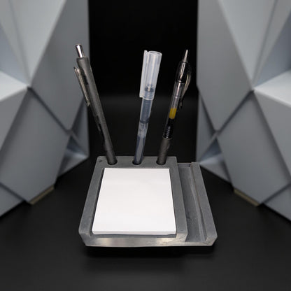 Concrete Desk Organizer | Pen Holder, Post-It Note Holder &amp; Phone Stand | Modern Minimalist Office Accessory