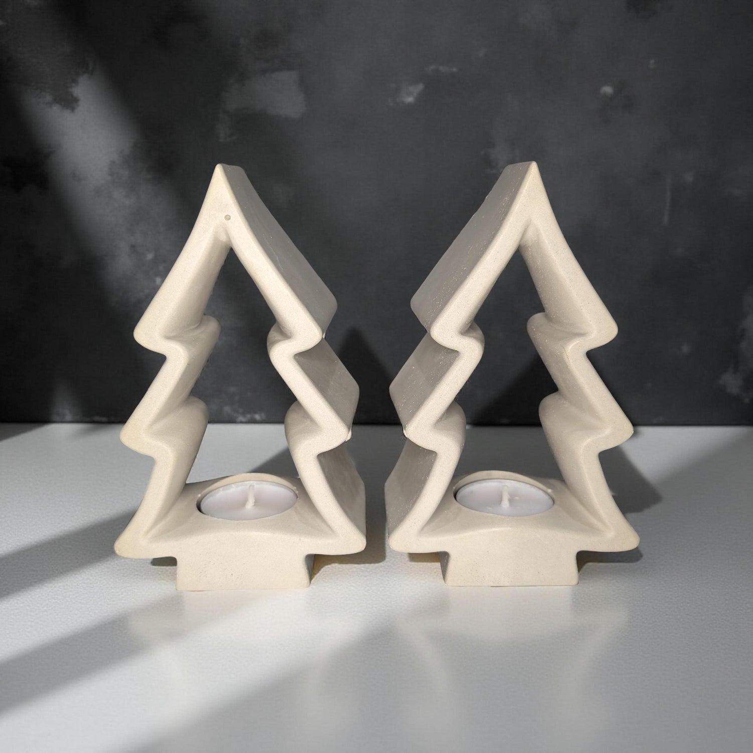 Concrete Christmas Tree Tea Light Holder: Modern Holiday Decor