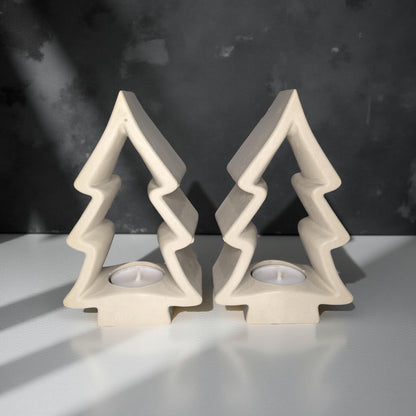 Concrete Christmas Tree Tea Light Holder: Modern Holiday Decor
