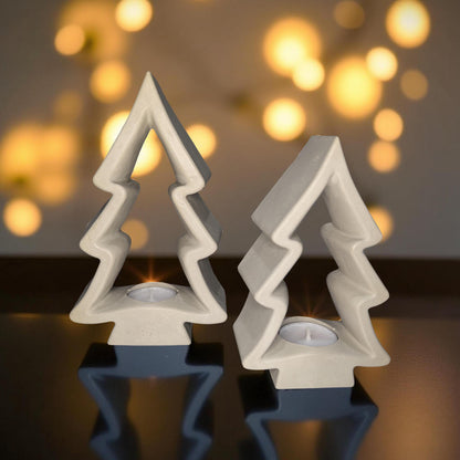 Concrete Christmas Tree Tea Light Holder: Modern Holiday Decor
