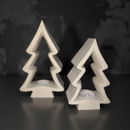 Concrete Christmas Tree Tea Light Holder: Modern Holiday Decor