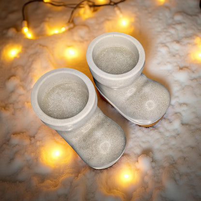 Concrete Santa Boot Tea Light Holders (Set of 2) - Christmas Decor