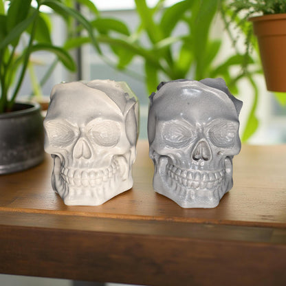 Concrete Skull Jar: Gothic Home Decor, Halloween Decoration
