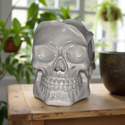 Concrete Skull Jar: Gothic Home Decor, Halloween Decoration