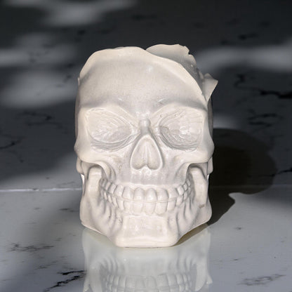 Concrete Skull Jar: Gothic Home Decor, Halloween Decoration
