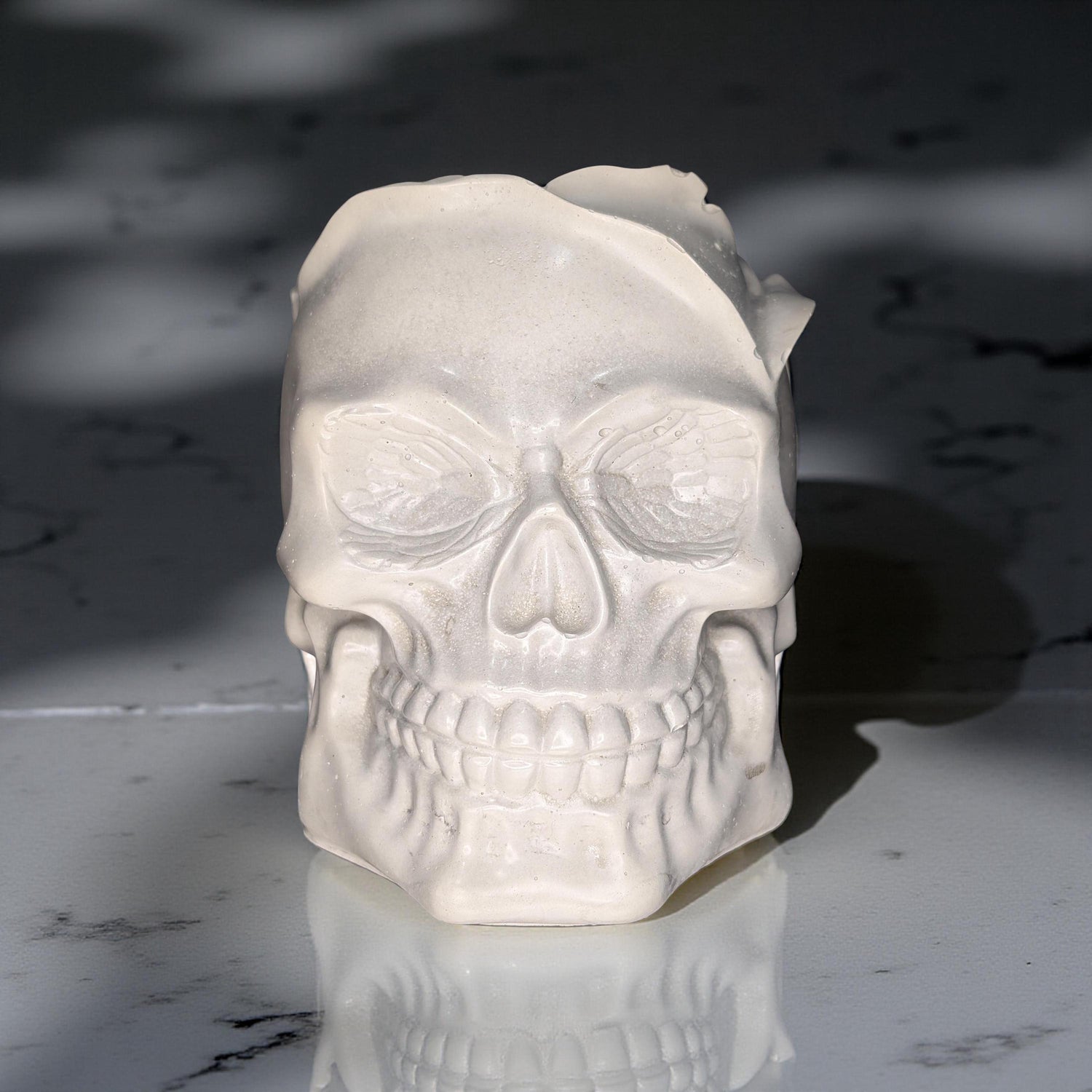 Concrete Skull Jar: Gothic Home Decor, Halloween Decoration