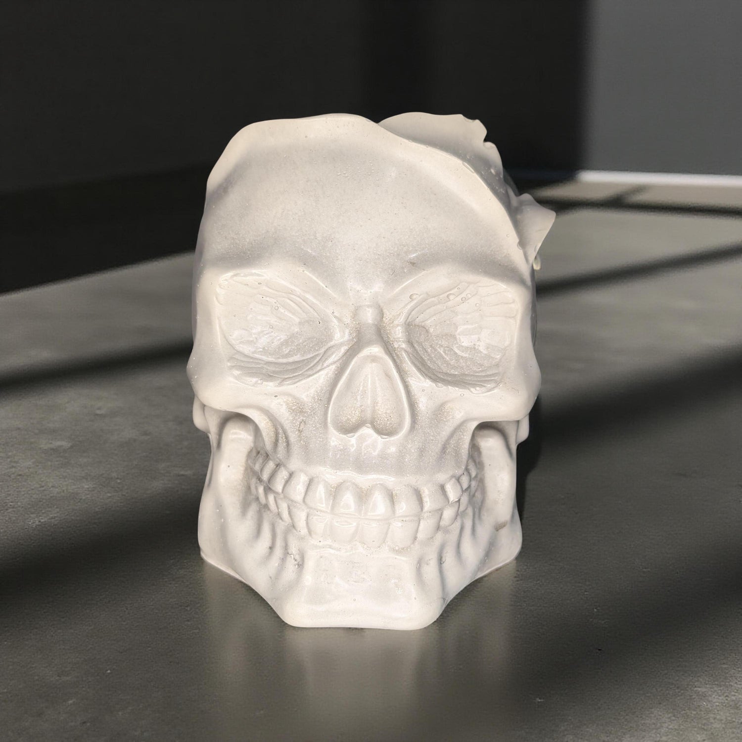 Concrete Skull Jar: Gothic Home Decor, Halloween Decoration