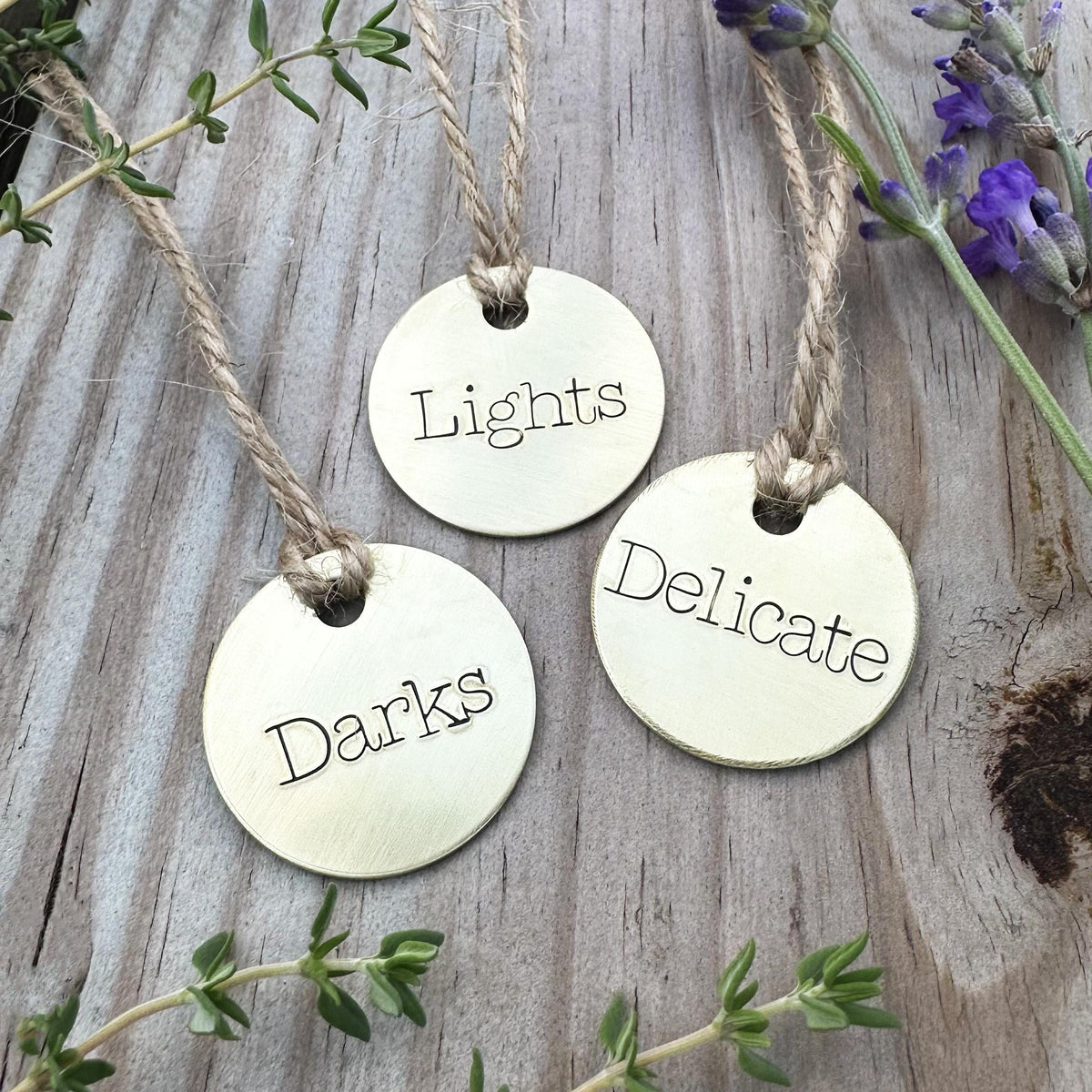 Hand-Stamped Brass Home Organization Labels: Custom Laundry &amp; Bathroom Decor