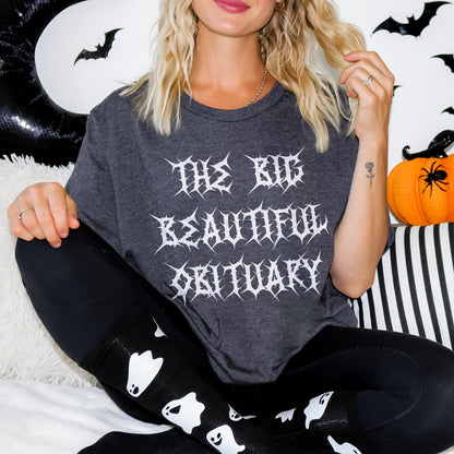 Unique Graphic Tee, Big Beautiful Sanctuary Shirt, Spooky Season Top, Halloween Themed Clothing, Trendy Casual Wear