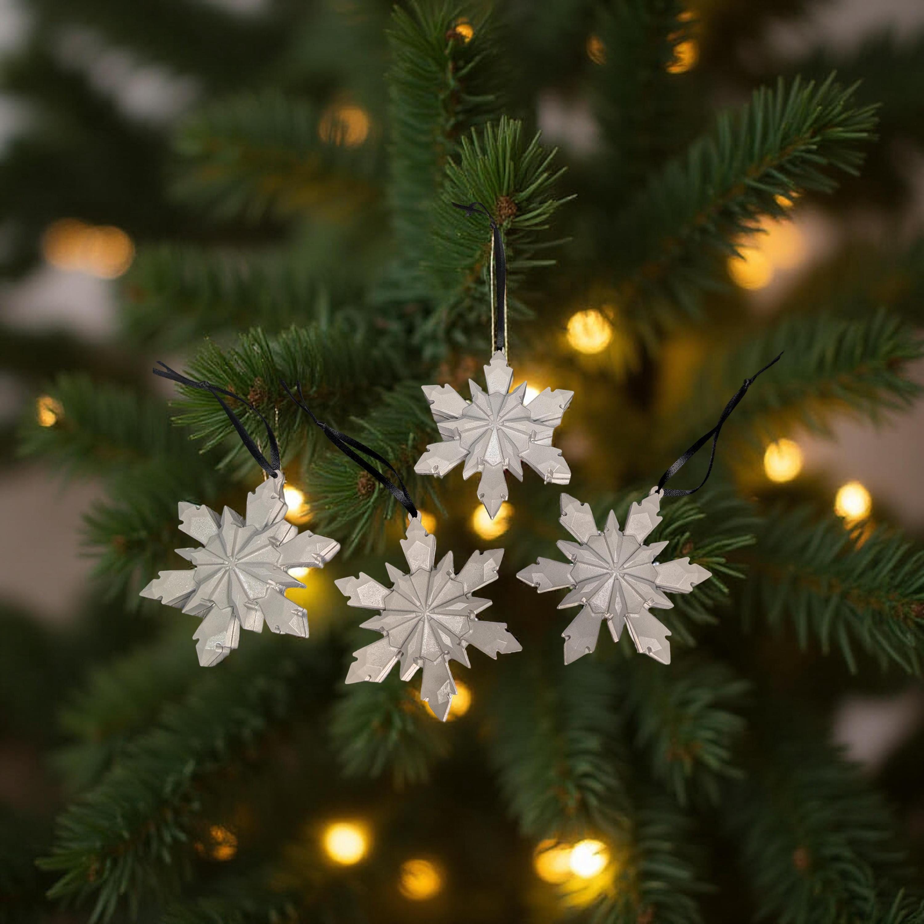 Concrete Snowflake Ornaments – Minimalist Christmas Ornaments – Modern Holiday Tree Décor – Sealed or Paintable – 4.6”
