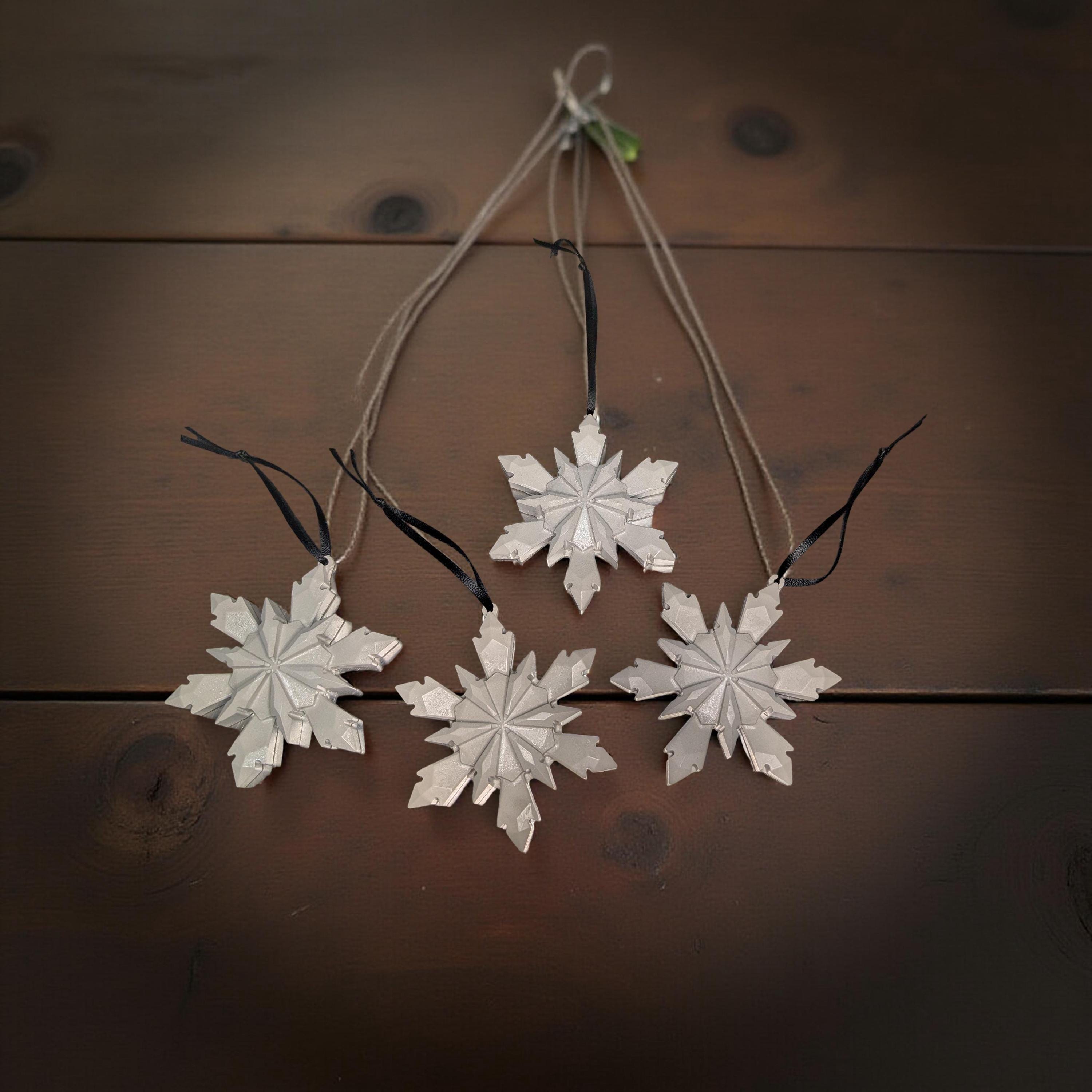 Concrete Snowflake Ornaments – Minimalist Christmas Ornaments – Modern Holiday Tree Décor – Sealed or Paintable – 4.6”