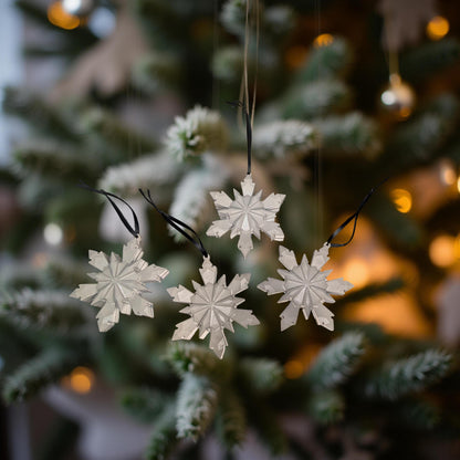 Concrete Snowflake Ornaments – Minimalist Christmas Ornaments – Modern Holiday Tree Décor – Sealed or Paintable – 4.6”
