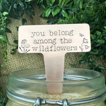 Hand Stamped Copper Garden Marker: Wildflower Plant Stake