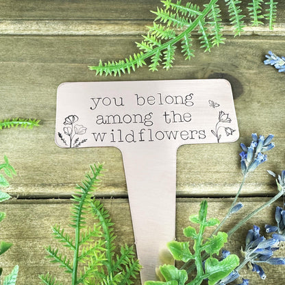 Hand Stamped Copper Garden Marker: Wildflower Plant Stake