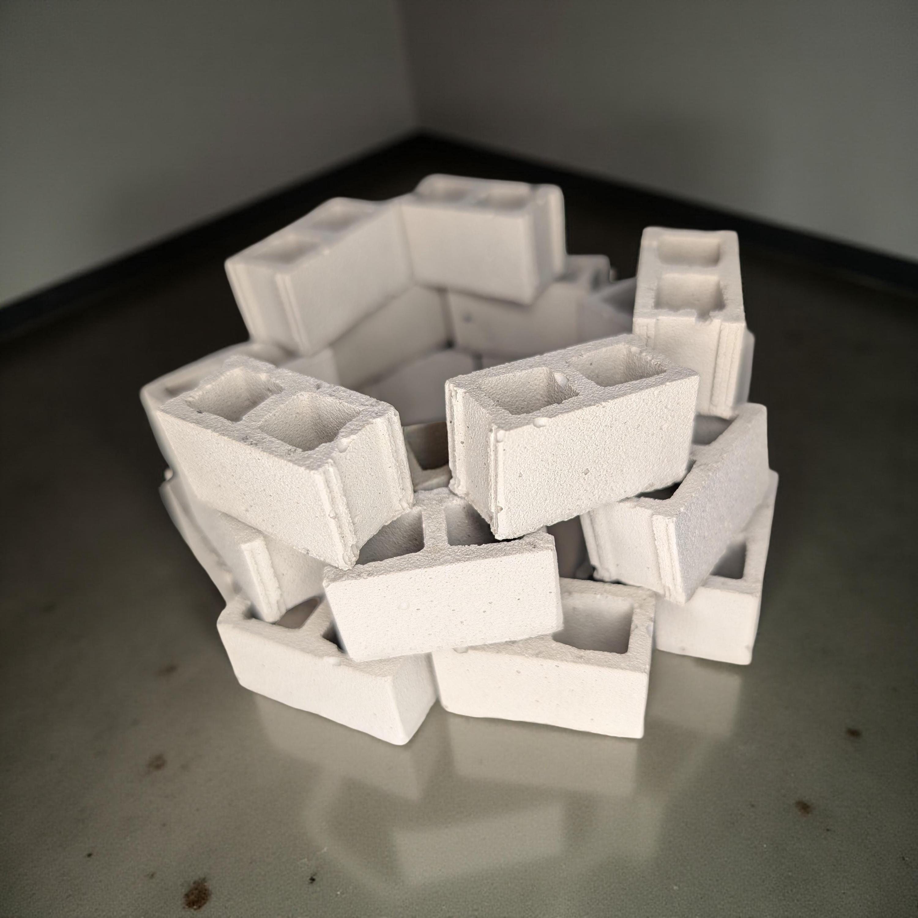 Mini Concrete Cinder Blocks | 1:12 Scale Realistic Tiny Bricks | Dollhouse Miniatures | Set of 2 Designs | Modern Industrial Decor
