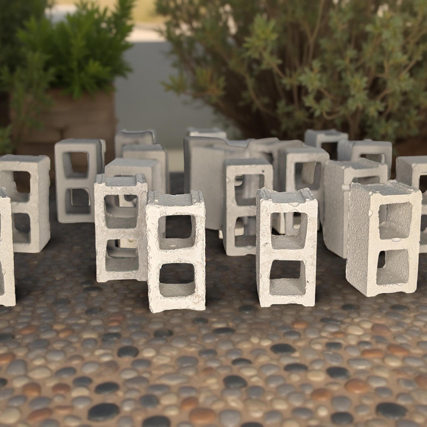Mini Concrete Cinder Blocks | 1:12 Scale Realistic Tiny Bricks | Dollhouse Miniatures | Set of 2 Designs | Modern Industrial Decor