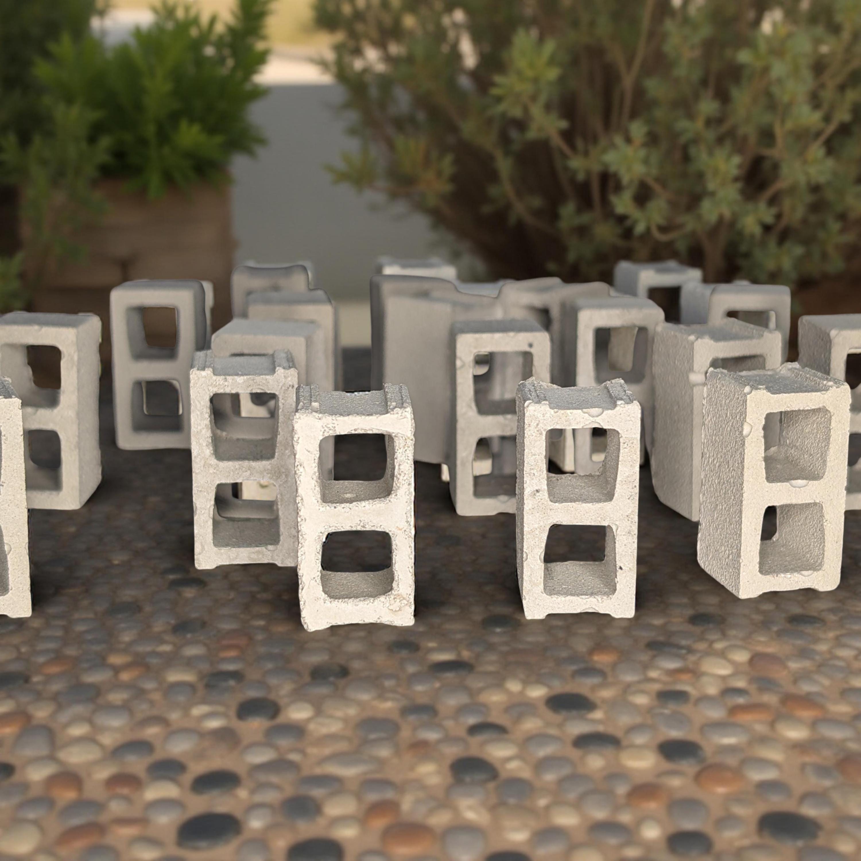 Mini Concrete Cinder Blocks | 1:12 Scale Realistic Tiny Bricks | Dollhouse Miniatures | Set of 2 Designs | Modern Industrial Decor
