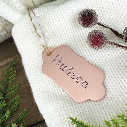 Hand Stamped Brass or Copper Gift Tag: Personalized Wedding Favor