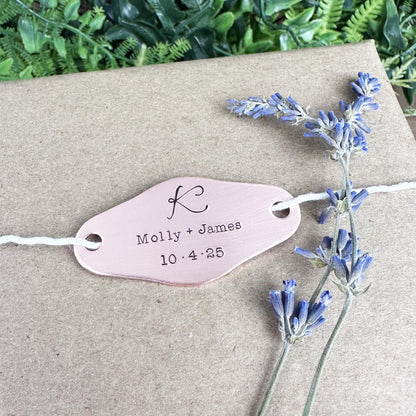 Personalized Hand Stamped Brass Gift Tag: Custom Wedding Favor