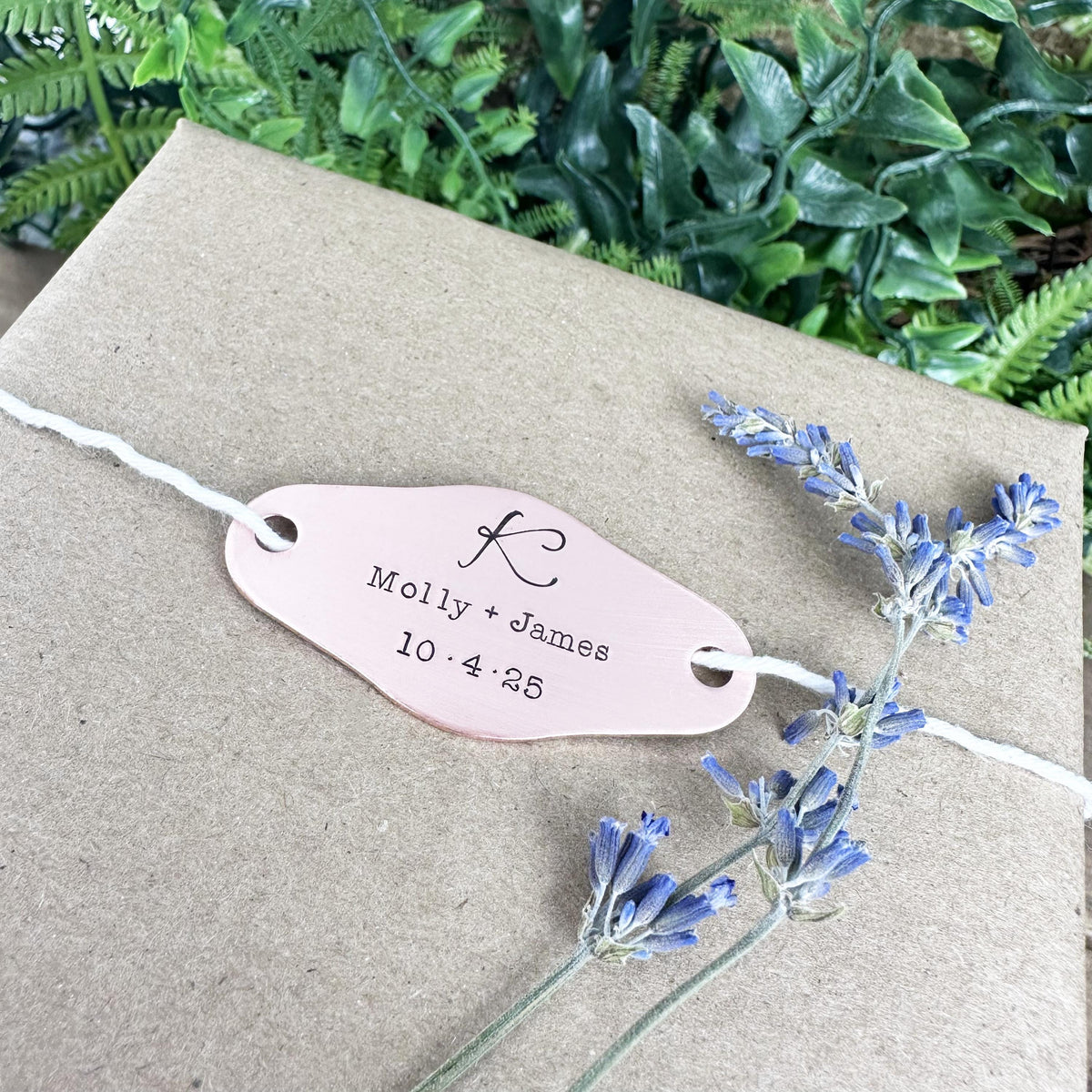 Personalized Hand Stamped Brass Gift Tag: Custom Wedding Favor