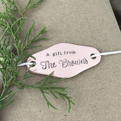 Personalized Hand Stamped Brass Gift Tag: Custom Wedding Favor