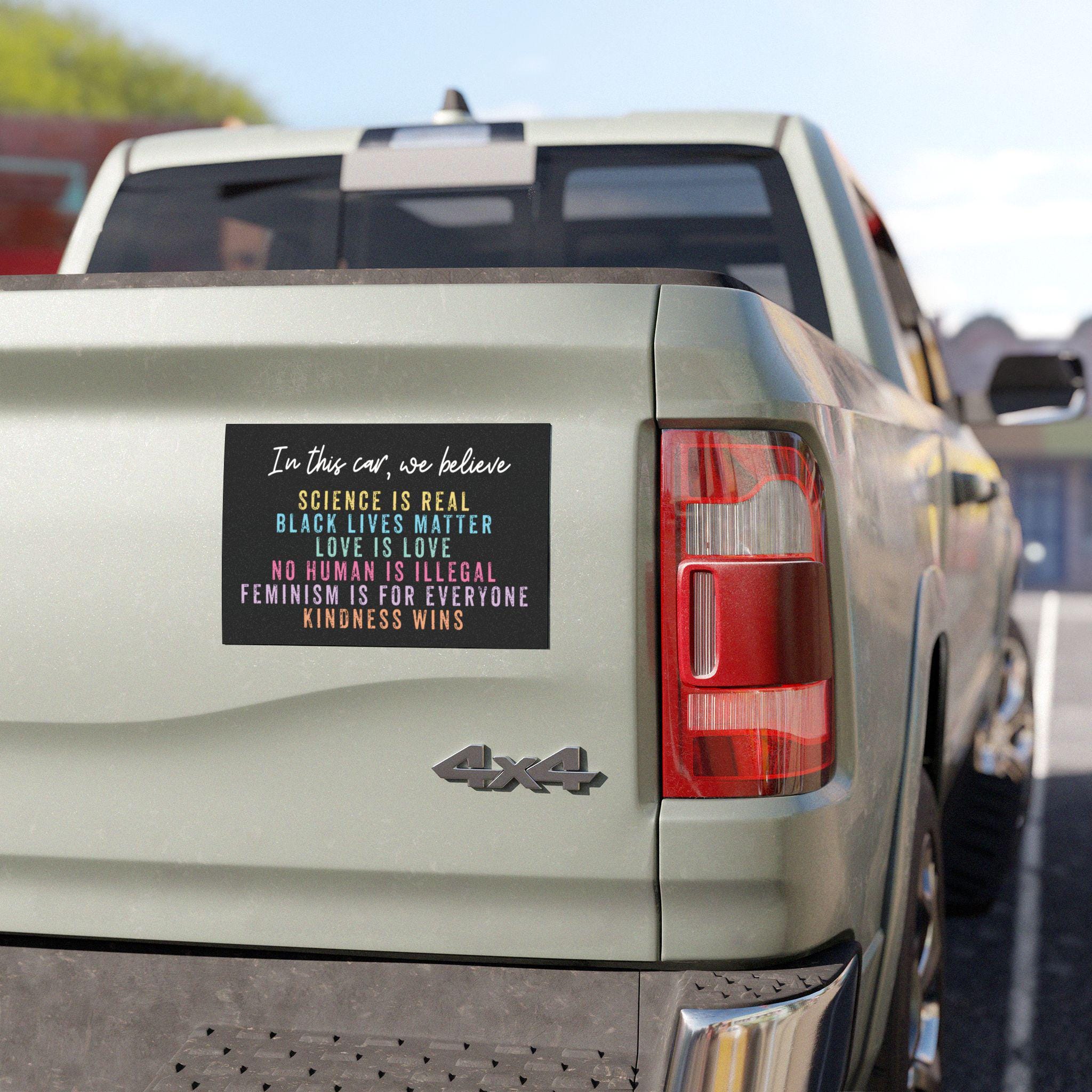 In This Car We Believe Magnet - Equality and Kindness Political Bumper Magnet