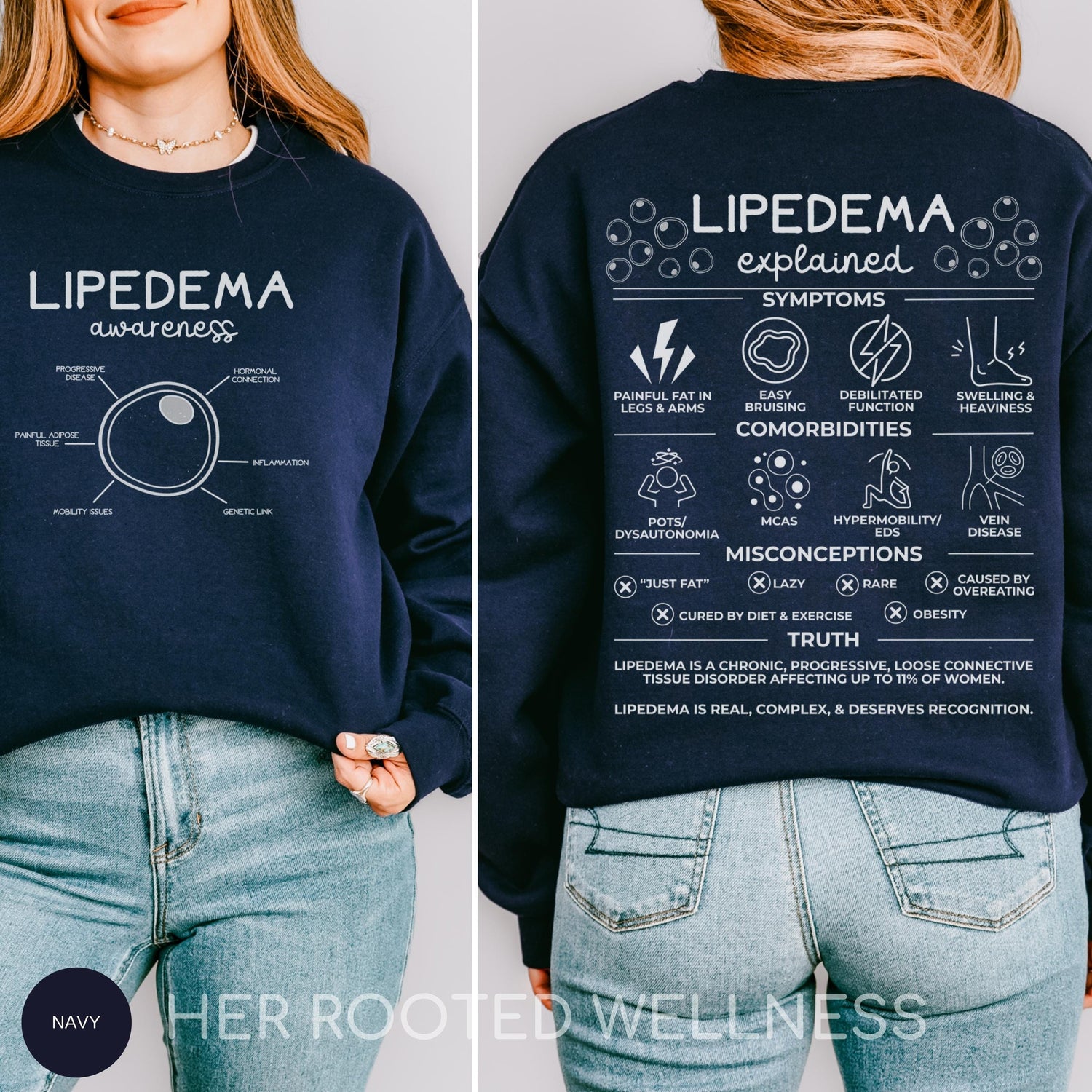 Lipedema Awareness Sweatshirt | Cozy Lipoedema Jumper | Adipose Disease Crewneck Sweater | Fat Disorder Educational Advocacy Gift