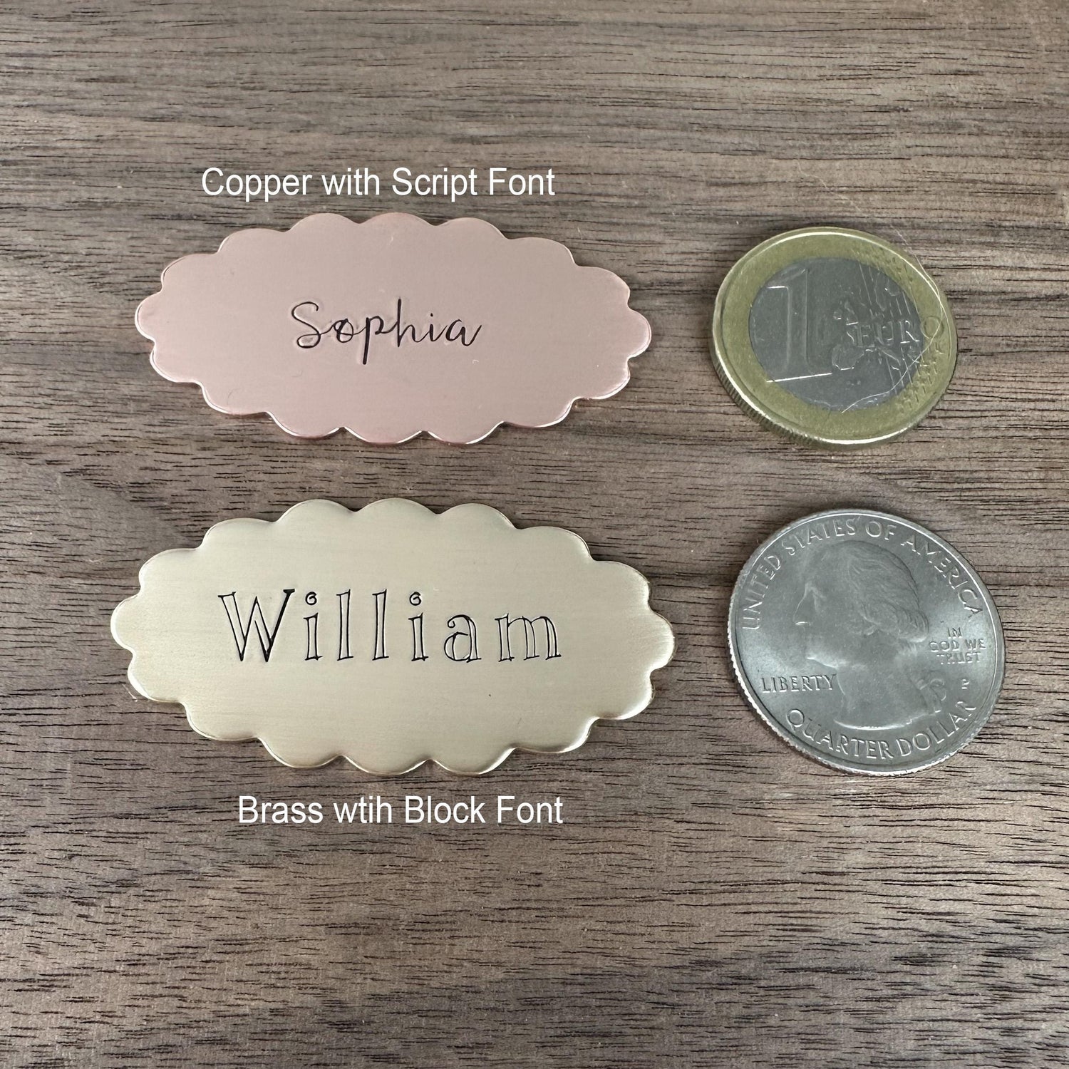 Personalized Stocking Tag: Custom Hand Stamped Brass or Copper Name Tag