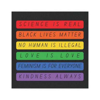 Social Justice Bumper Magnet | Rainbow Activism Car Sticker | Science, BLM, Love, Equality