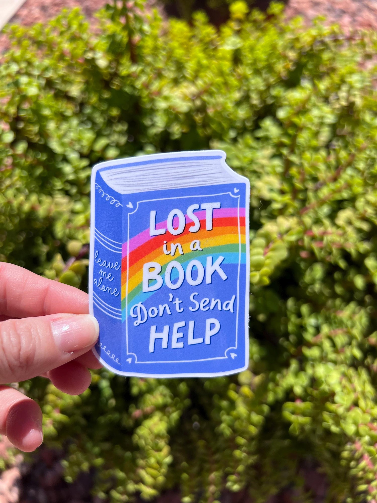 Book Lover Sticker, Lost in a Book Rainbow Decal, Water-Resistant Bookish Sticker, Reader Gift, Laptop &amp; Kindle Vinyl