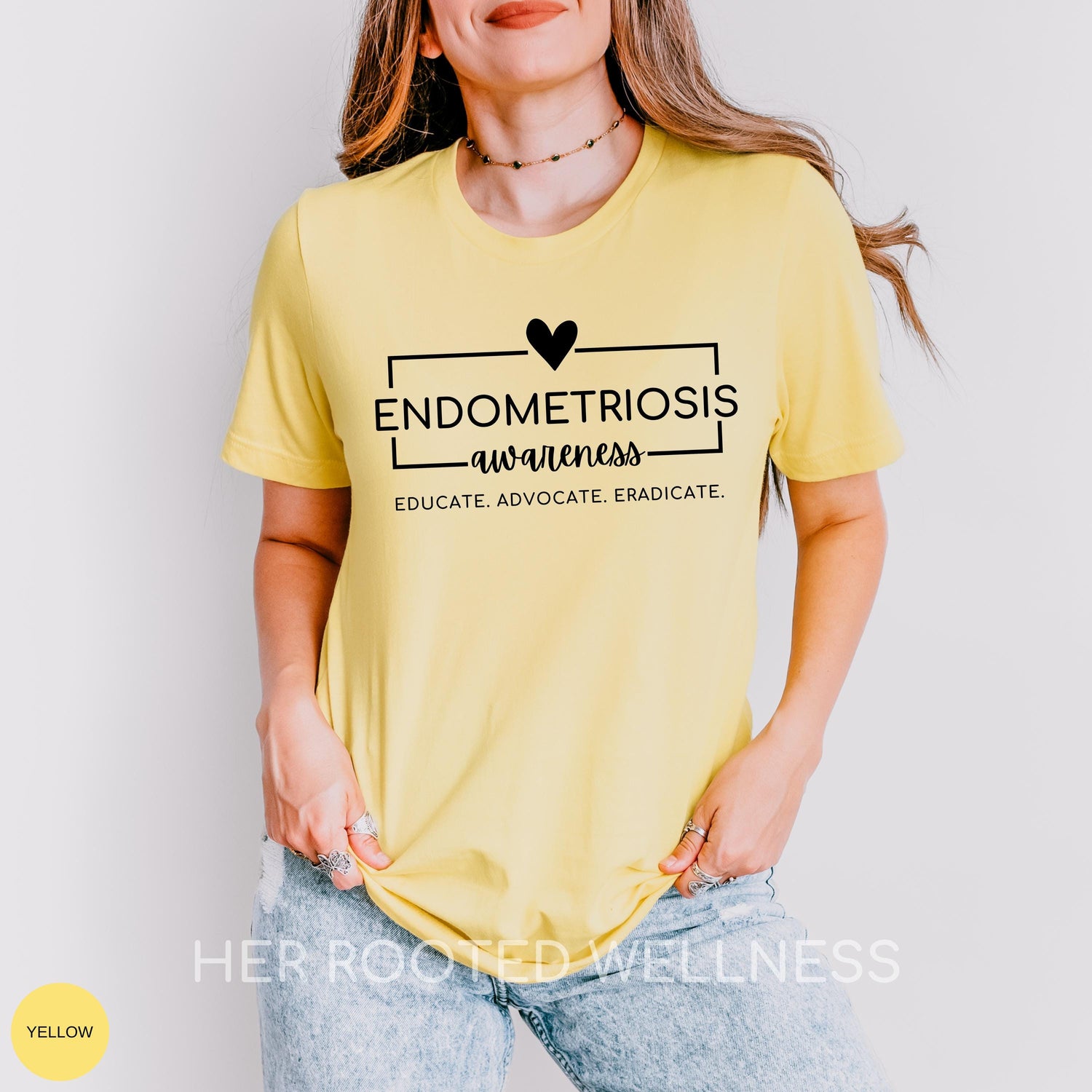 Endometriosis Awareness Shirt | Yellow Endo Tshirt | Educate Advocate Eradicate Tee | Supportive Gift Idea | Endo Excision Care Package