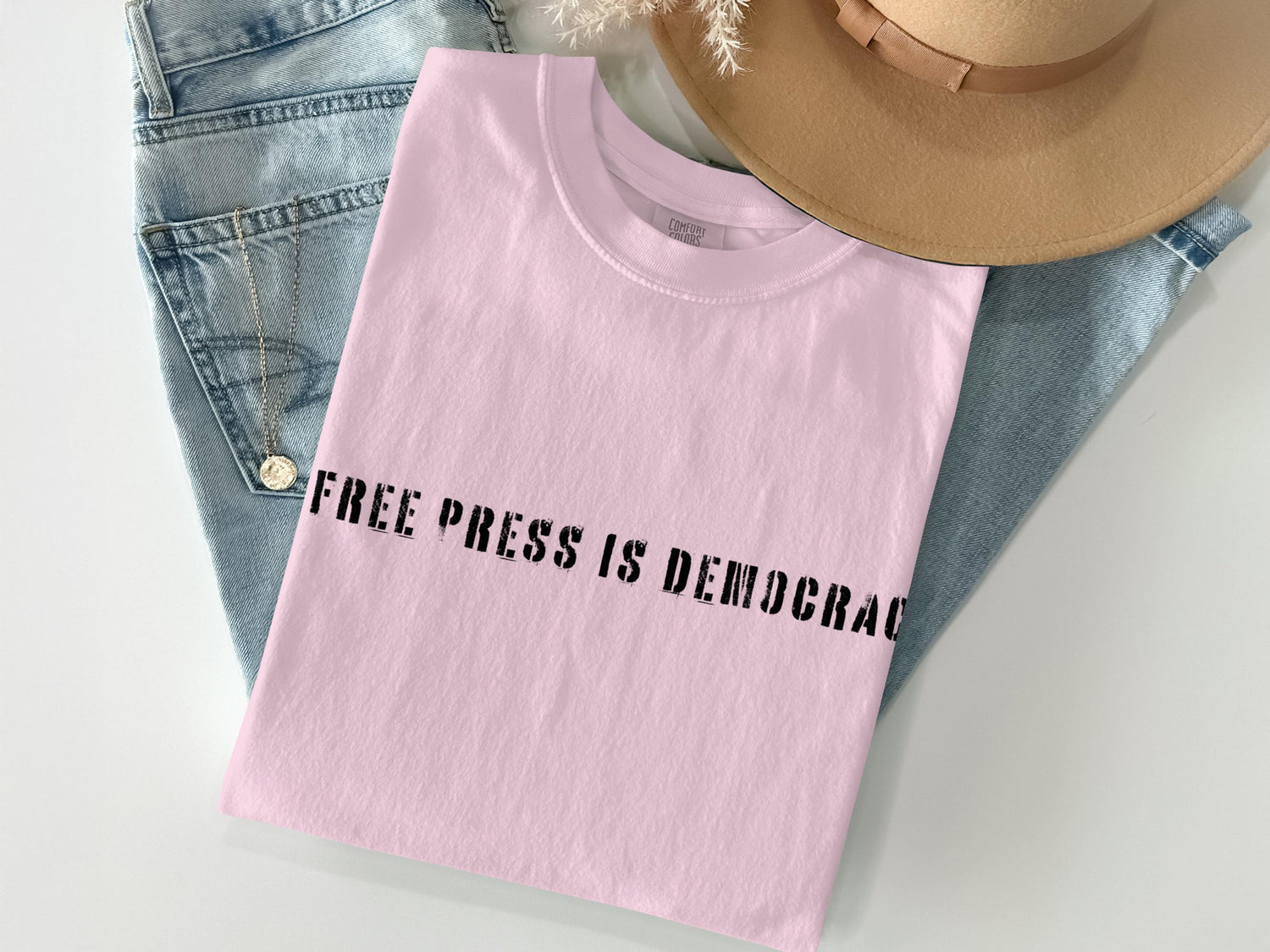 Graphic Tee, Free Press Is Democracy Shirt, Statement T-Shirt, Advocacy Apparel, Casual Outfit, Trendy, Unisex Top, Gift Idea