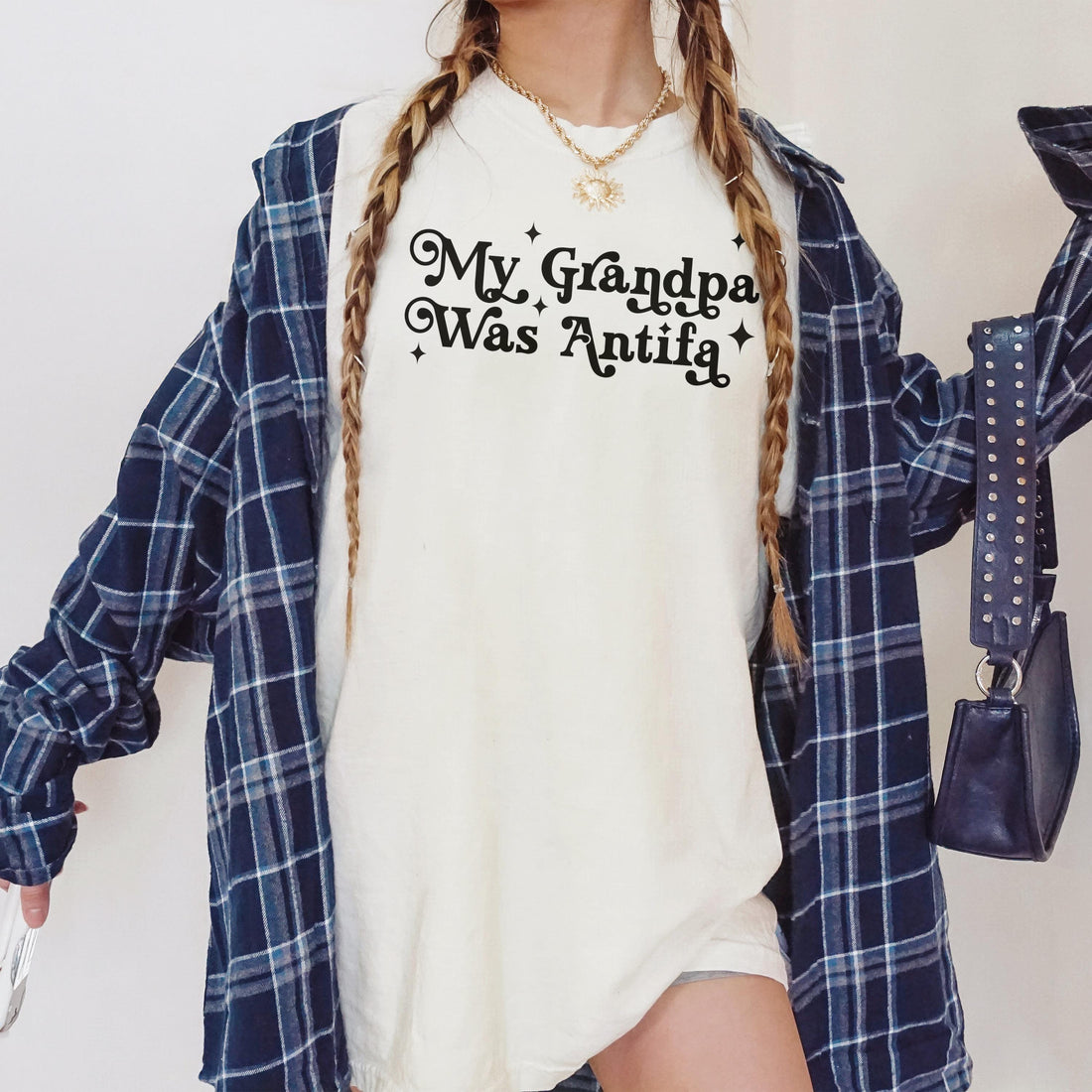 My Grandpa Was Antifa Shirt, Funny Political Statement Tee, Retro Graphic T-shirt, Unique Anti-Fascist Gift For Activists