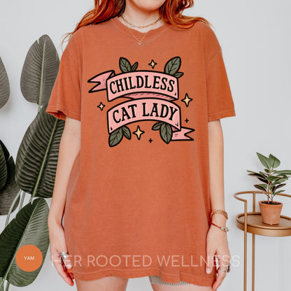 Childless Cat Lady Shirt | Comfort Colors Feminist Cat Mom Tshirt | Childfree Kitty Mama Tee | Liberal FDT Cat Ladies Apparel | Protest Tee