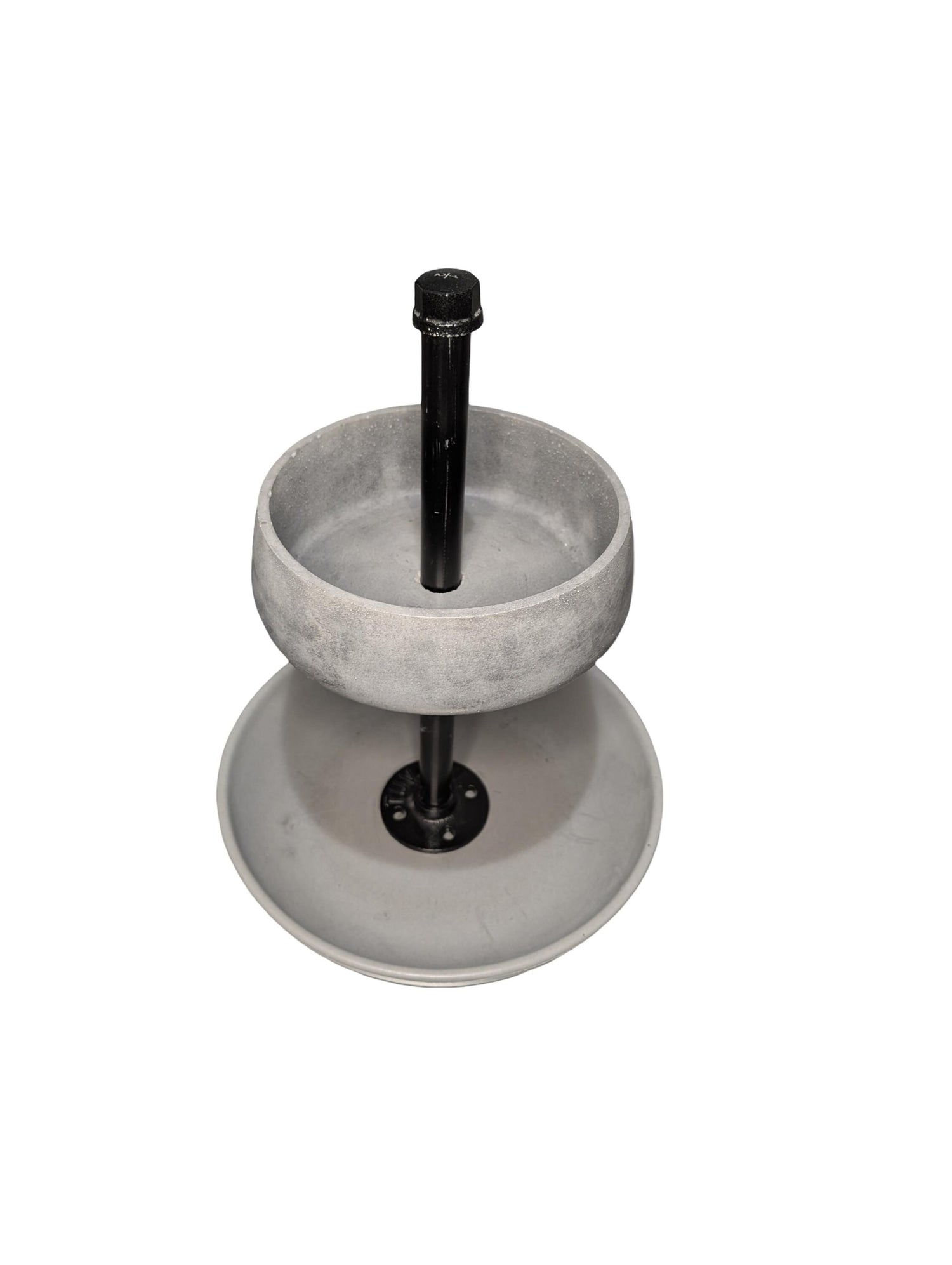 Handmade Concrete Tiered Tray with Adjustable Top | 19&amp;quot; Tall Modern Industrial Display Stand | 2-Tier Concrete Bowl Organizer