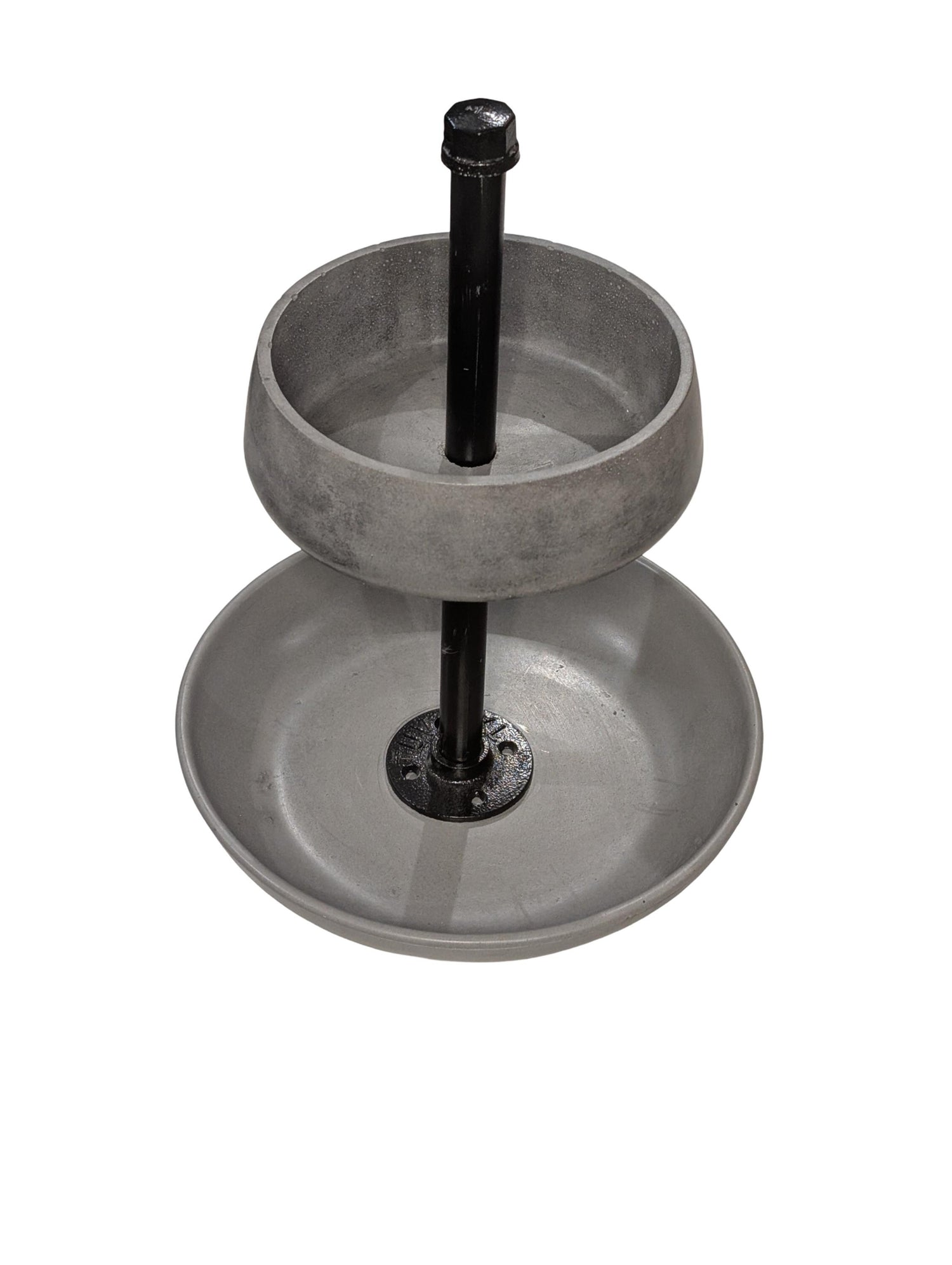 Handmade Concrete Tiered Tray with Adjustable Top | 19&amp;quot; Tall Modern Industrial Display Stand | 2-Tier Concrete Bowl Organizer