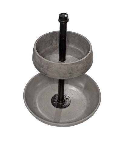 Handmade Concrete Tiered Tray with Adjustable Top | 19&amp;quot; Tall Modern Industrial Display Stand | 2-Tier Concrete Bowl Organizer