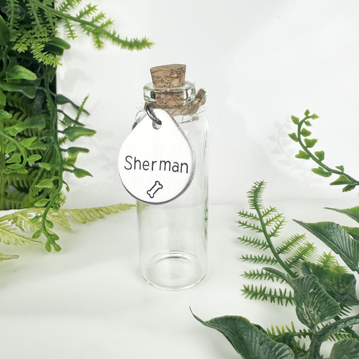 Custom Pet Fur Memorial Jar: Aluminum Charm, Glass Keepsake Bottle