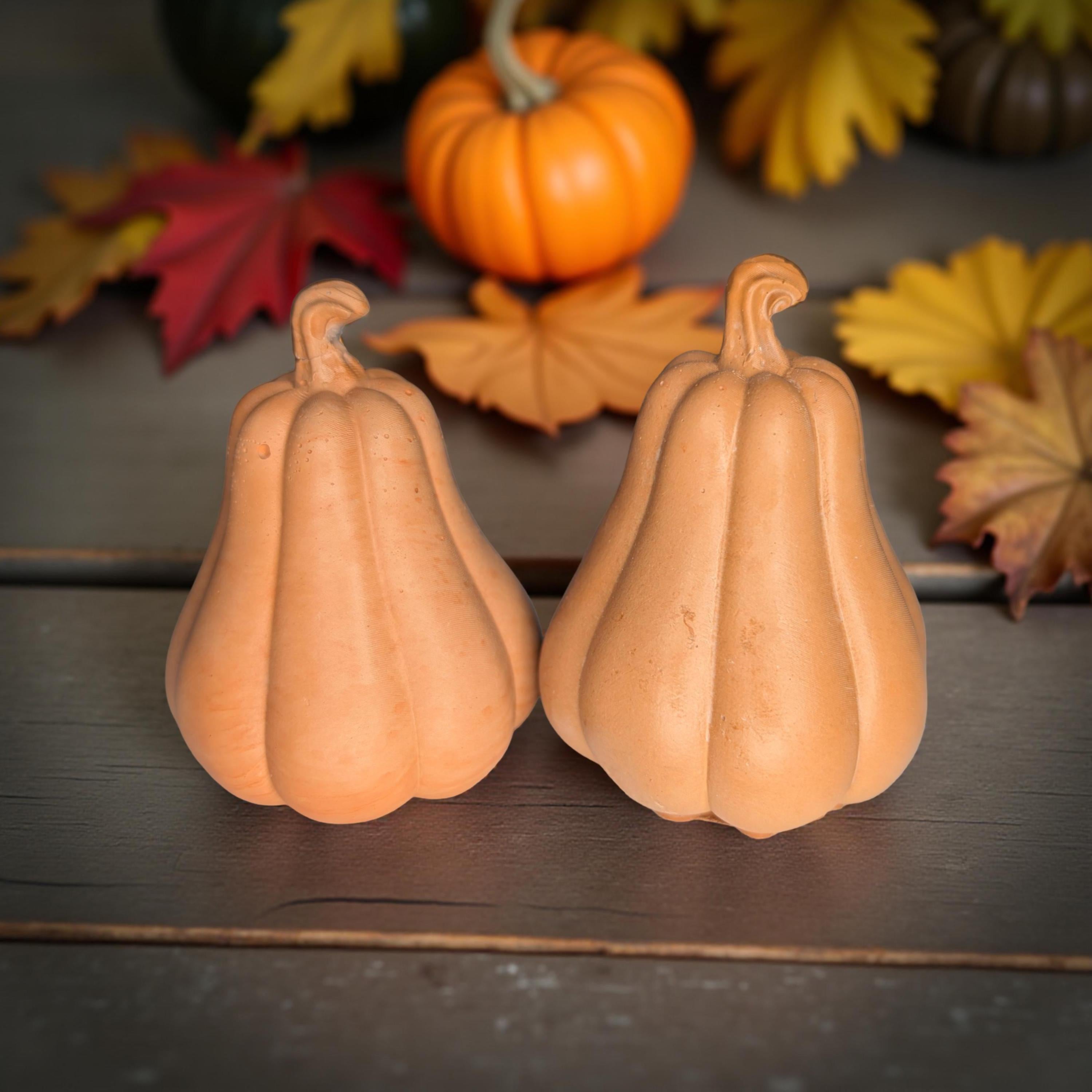 Concrete Fall Gourds – Handmade Decorative Gourds in Orange, Natural Concrete &amp; Blue | Rustic Autumn Decor | Individual or Bundle Options