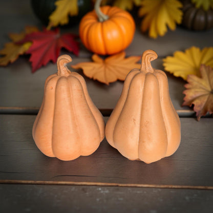 Concrete Fall Gourds – Handmade Decorative Gourds in Orange, Natural Concrete &amp; Blue | Rustic Autumn Decor | Individual or Bundle Options