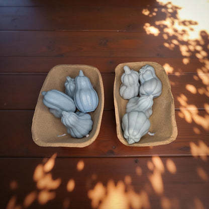 Concrete Fall Gourds – Handmade Decorative Gourds in Orange, Natural Concrete &amp; Blue | Rustic Autumn Decor | Individual or Bundle Options