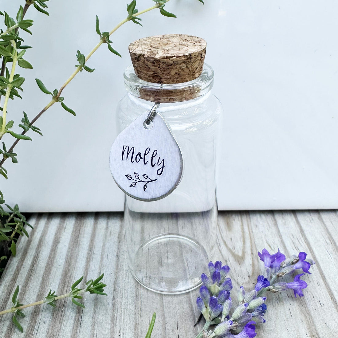 Custom Pet Fur Memorial Jar: Aluminum Charm, Glass Keepsake Bottle