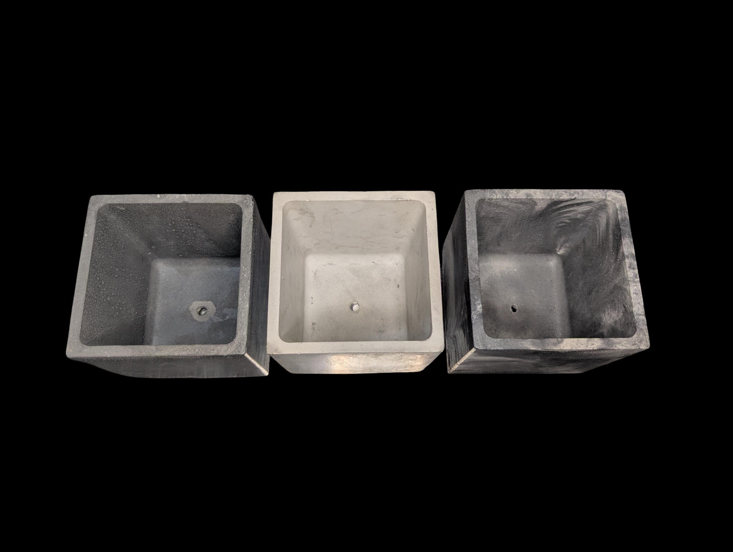 Square Concrete Planter with Drain Hole – 3.9”– Marble, Natural Concrete, or Gray – Indoor Outdoor Succulent or Cactus Planter